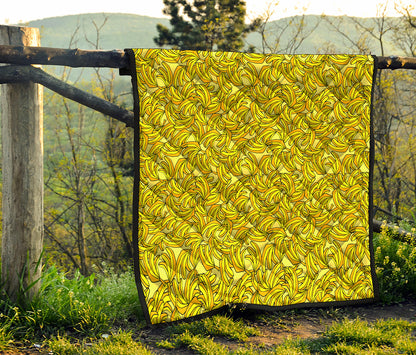 Yellow Geometric Banana Pattern Print Quilt