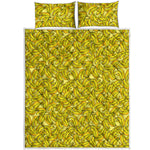 Yellow Geometric Banana Pattern Print Quilt Bed Set