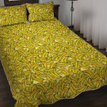 Yellow Geometric Banana Pattern Print Quilt Bed Set