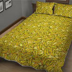 Yellow Geometric Banana Pattern Print Quilt Bed Set