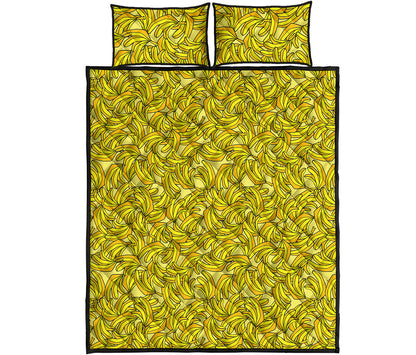 Yellow Geometric Banana Pattern Print Quilt Bed Set