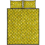 Yellow Geometric Banana Pattern Print Quilt Bed Set