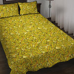 Yellow Geometric Banana Pattern Print Quilt Bed Set