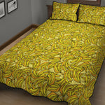 Yellow Geometric Banana Pattern Print Quilt Bed Set
