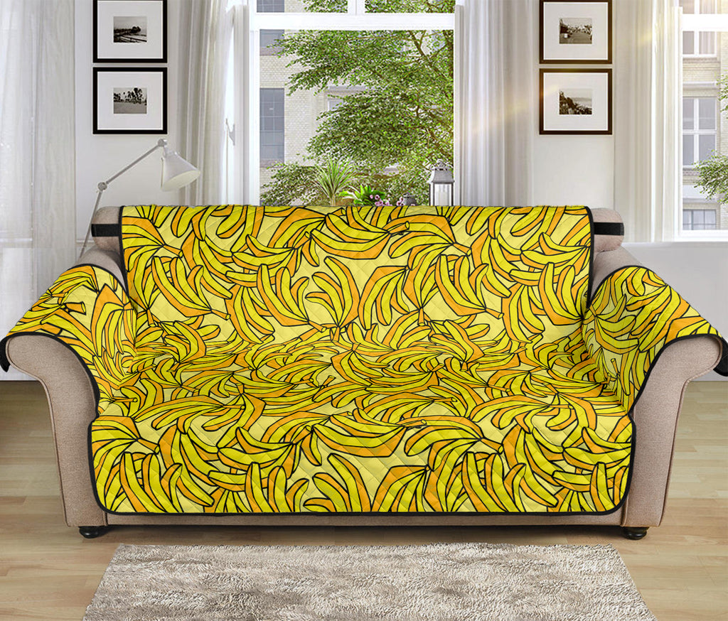 Yellow Geometric Banana Pattern Print Sofa Protector