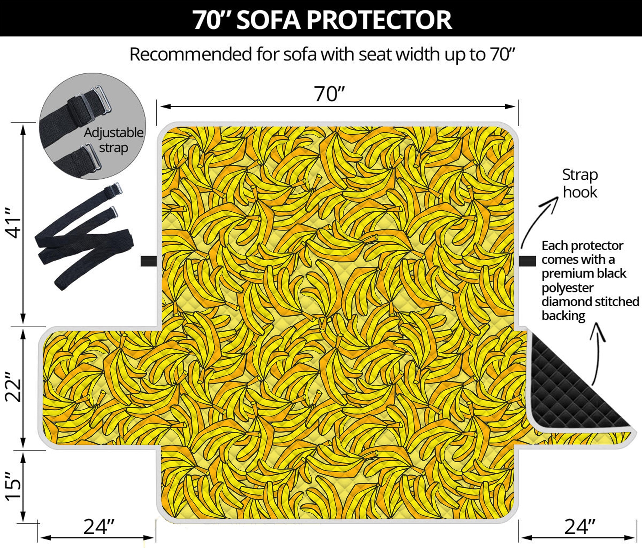 Yellow Geometric Banana Pattern Print Sofa Protector