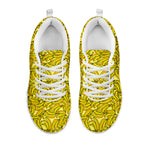 Yellow Geometric Banana Pattern Print White Sneakers