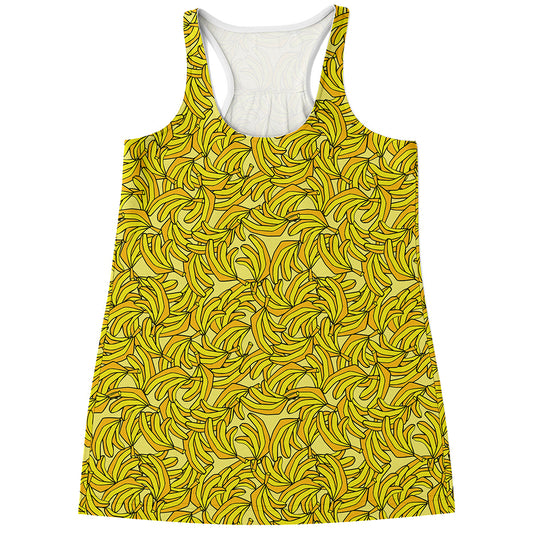 Yellow Geometric Banana Pattern Print Women's Racerback Tank Top