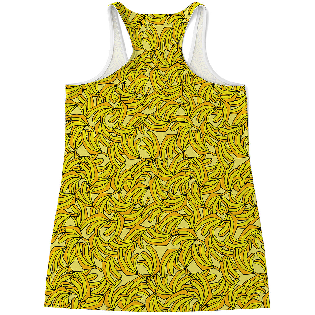 Yellow Geometric Banana Pattern Print Women's Racerback Tank Top