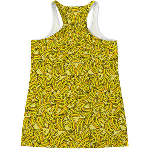 Yellow Geometric Banana Pattern Print Women's Racerback Tank Top