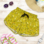 Yellow Geometric Banana Pattern Print Women's Shorts