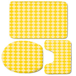 Yellow Harlequin Pattern Print 3 Piece Bath Mat Set