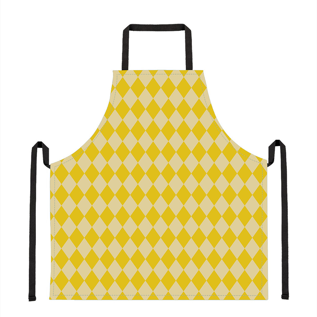 Yellow Harlequin Pattern Print Apron