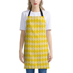 Yellow Harlequin Pattern Print Apron