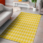 Yellow Harlequin Pattern Print Area Rug