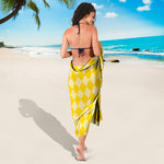 Yellow Harlequin Pattern Print Beach Sarong Wrap