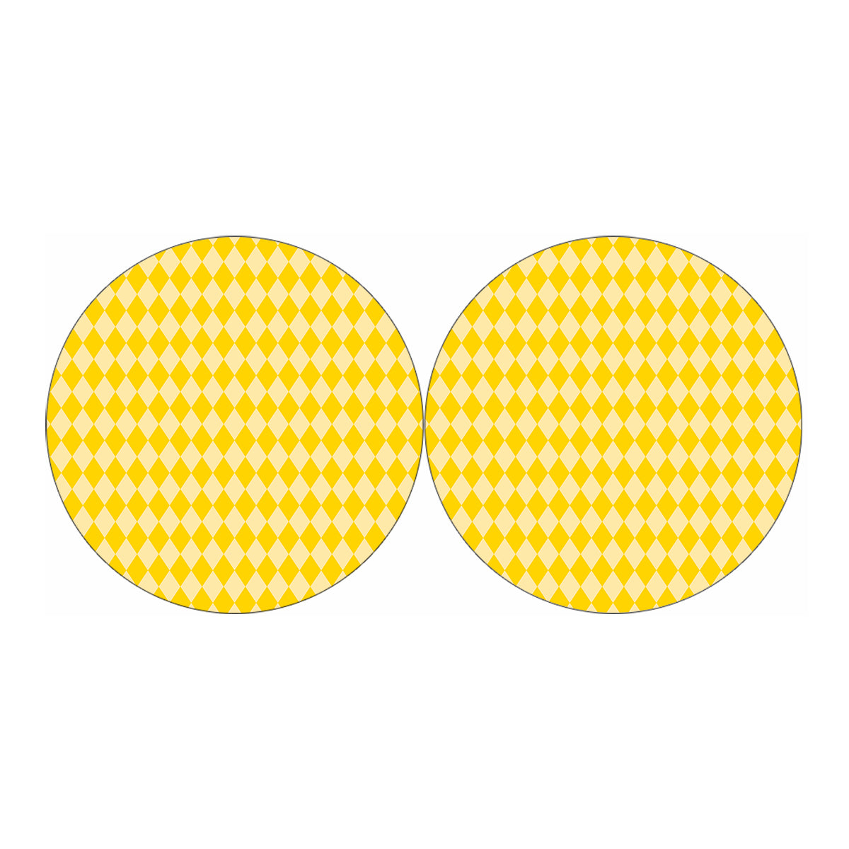 Yellow Harlequin Pattern Print Car Coasters