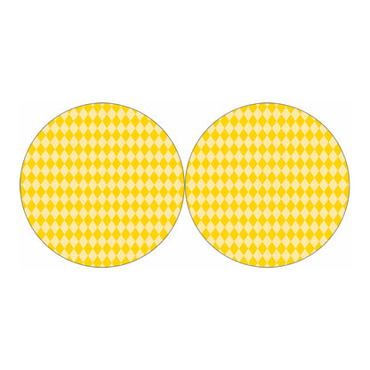 Yellow Harlequin Pattern Print Car Coasters