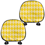 Yellow Harlequin Pattern Print Car Headrest Covers
