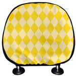 Yellow Harlequin Pattern Print Car Headrest Covers