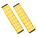 Yellow Harlequin Pattern Print Car Seat Belt Covers