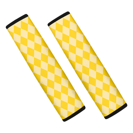 Yellow Harlequin Pattern Print Car Seat Belt Covers