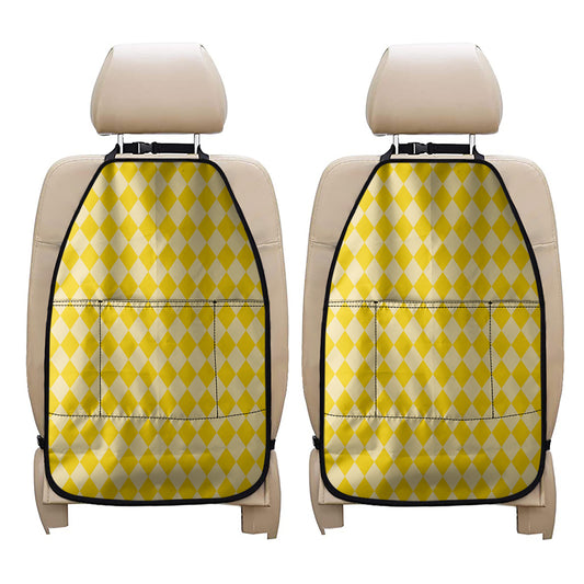 Yellow Harlequin Pattern Print Car Seat Organizers