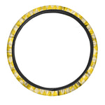 Yellow Harlequin Pattern Print Car Steering Wheel Cover