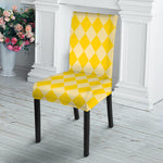 Yellow Harlequin Pattern Print Dining Chair Slipcover