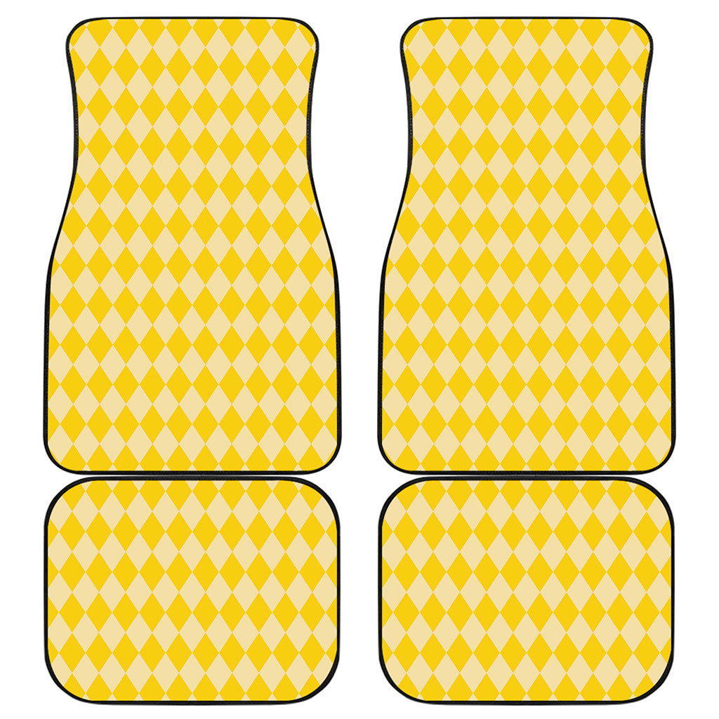 Yellow Harlequin Pattern Print Front and Back Car Floor Mats
