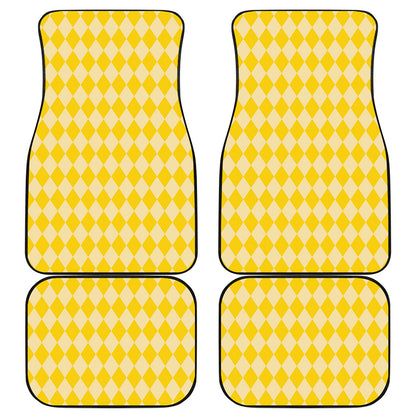 Yellow Harlequin Pattern Print Front and Back Car Floor Mats