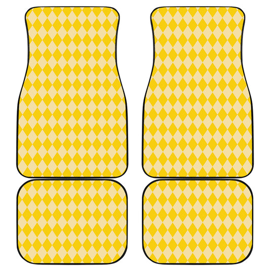 Yellow Harlequin Pattern Print Front and Back Car Floor Mats