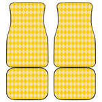 Yellow Harlequin Pattern Print Front and Back Car Floor Mats