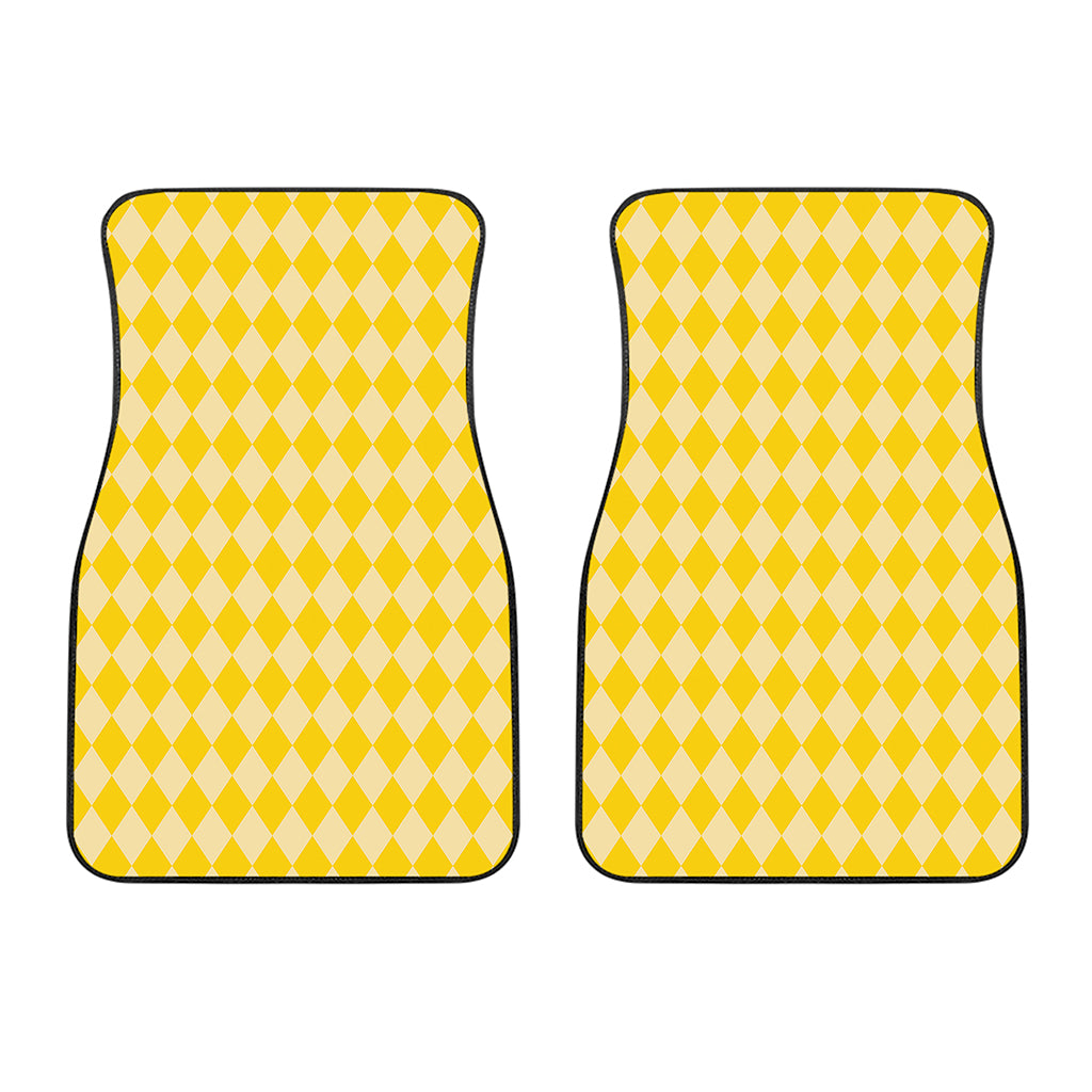 Yellow Harlequin Pattern Print Front Car Floor Mats