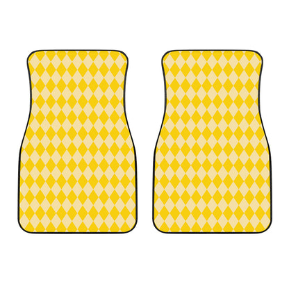 Yellow Harlequin Pattern Print Front Car Floor Mats