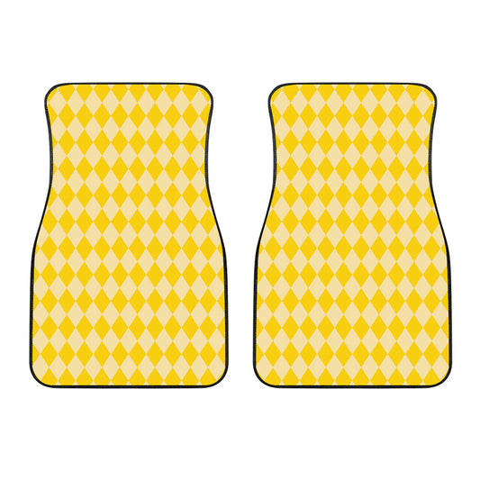 Yellow Harlequin Pattern Print Front Car Floor Mats