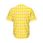 Yellow Harlequin Pattern Print Men's Baseball Jersey