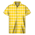 Yellow Harlequin Pattern Print Men's Short Sleeve Shirt