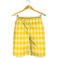 Yellow Harlequin Pattern Print Men's Shorts
