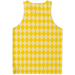 Yellow Harlequin Pattern Print Men's Tank Top