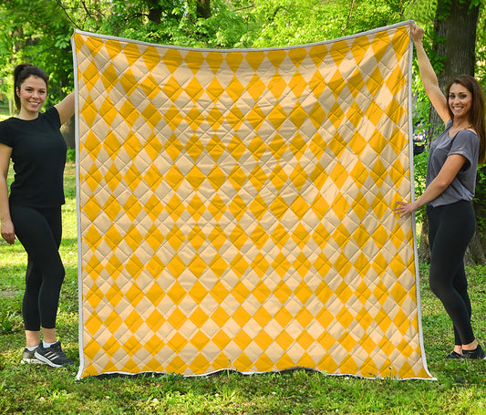 Yellow Harlequin Pattern Print Quilt