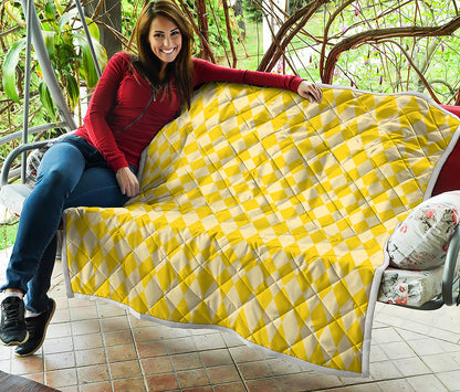 Yellow Harlequin Pattern Print Quilt