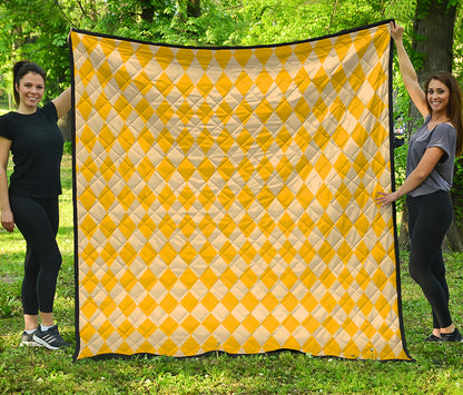 Yellow Harlequin Pattern Print Quilt