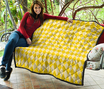 Yellow Harlequin Pattern Print Quilt