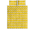 Yellow Harlequin Pattern Print Quilt Bed Set