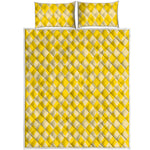 Yellow Harlequin Pattern Print Quilt Bed Set