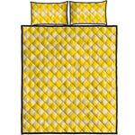 Yellow Harlequin Pattern Print Quilt Bed Set