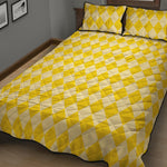 Yellow Harlequin Pattern Print Quilt Bed Set