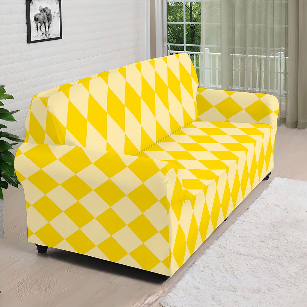 Yellow Harlequin Pattern Print Sofa Cover