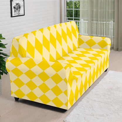 Yellow Harlequin Pattern Print Sofa Cover
